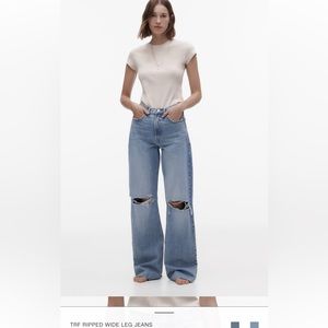 Zara TRF Ripped wide leg jeans.NWT